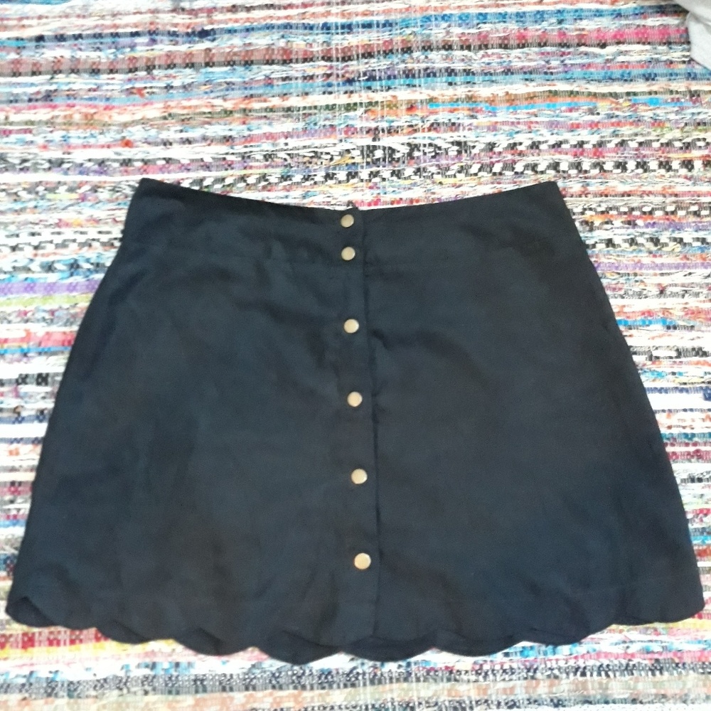 Black Skirt with Brass Snap Buttons